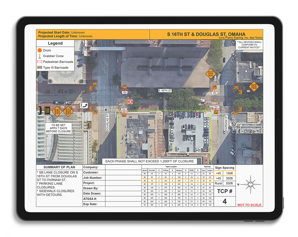 Traffic control plans featured on a tablet.